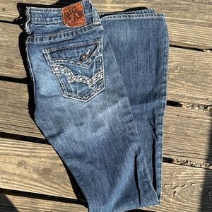 Big Star Women's Medium Blue Bootcut Jeans with Embroidered Pocket
